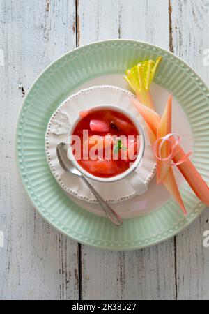 Rhubarb compote in a cup Stock Photo