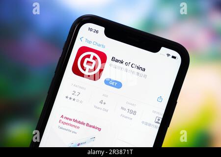 China. 22nd May, 2023. In this photo illustration, the logo of the Bank of China App is displayed in the App Store of an Apple phone. Credit: SOPA Images Limited/Alamy Live News Stock Photo