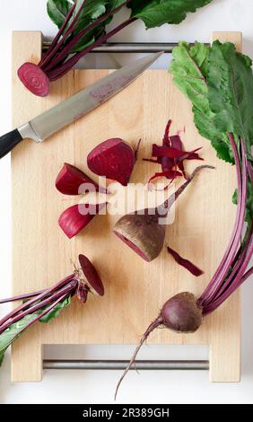 Freshly sliced beetroot Stock Photo