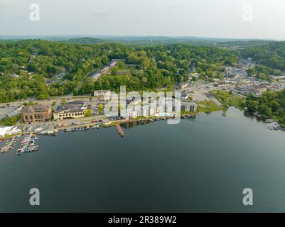 Late afternoon aerial photo of Lake Mahopac located in Town of Carmel, Putnam County, New York. Stock Photo