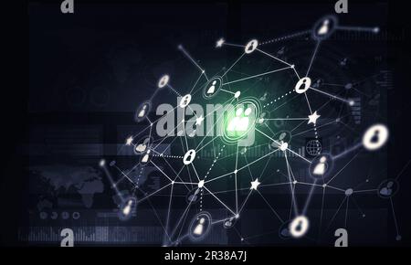 Modern wireless technologies as means of communucation and networking on dark background Stock Photo
