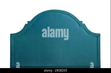 Teal blue velvet bed headboard isolated on white Stock Photo