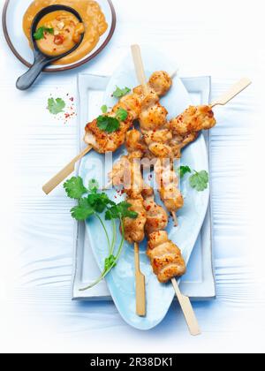 Satay with peanut sauce Stock Photo