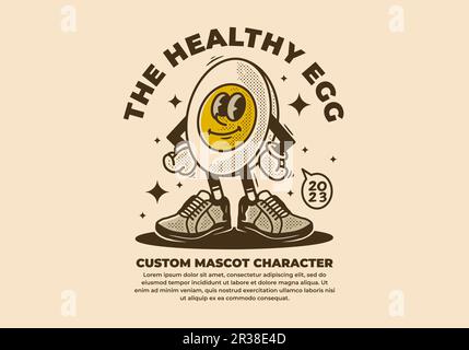 Vintage mascot character design of half egg Stock Vector