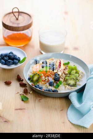 Porridge with fresh fruit Stock Photo