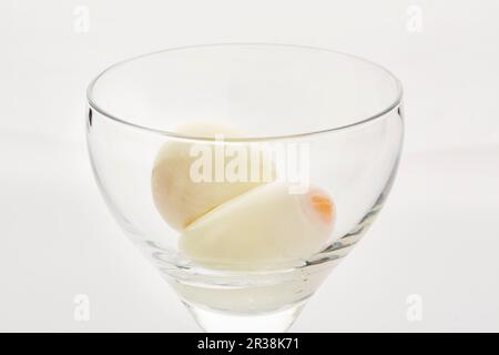Soft-boiled eggs in a glass Stock Photo
