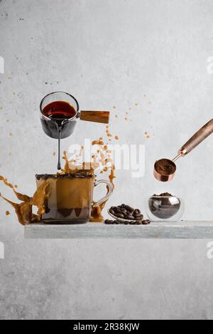 mocha coffee with chocolate and splash Stock Photo