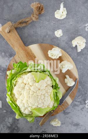 Cauliflower and cauliflower tops Stock Photo