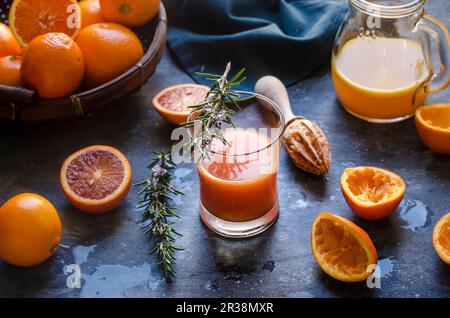 Glasses of freshly squeezed orange juice Stock Photo