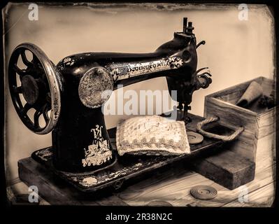 Old sewing machine Stock Photo