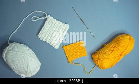 Crochet knit pattern, hands of the master Stock Photo
