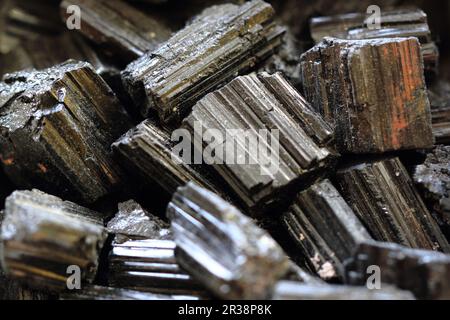 black tourmaline mineral collection as nice natural background Stock Photo