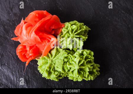 Wasabi and ginger - traditional appetizer for sushi Stock Photo