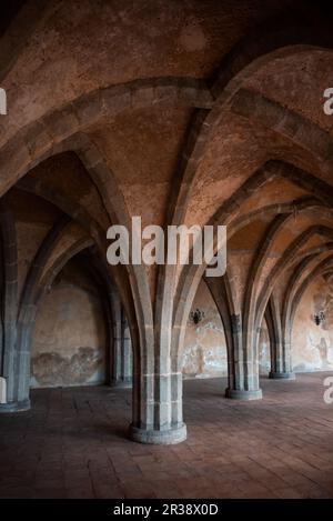 Crypt with columns and arches of an ancient villa in Italy Stock Photo