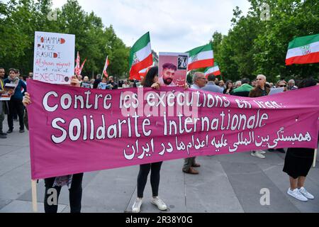 Paris, France. 23rd May, 2023. Demonstration against repression and executions in Iran on May 22, 2023 in Paris, France. Photo by Karim Ait Adjedjou/ABACAPRESS.COM Credit: Abaca Press/Alamy Live News Stock Photo