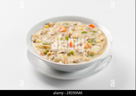 Clam Chowder (clam soup, USA) Stock Photo