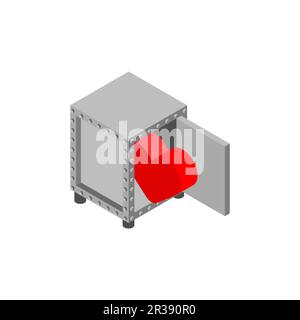 Heart in bank vault. Concept protect love. Love is locked in a safe. Stock Vector