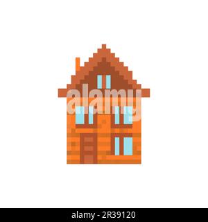 House pixel art isolated. 8 bit House Vector illustration Stock Vector