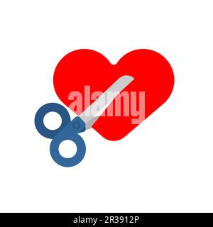 Scissors cut love. Concept of destruction of love Stock Vector