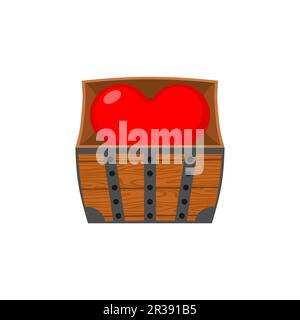 Heart in wooden chest. Concept hide love. Stock Vector