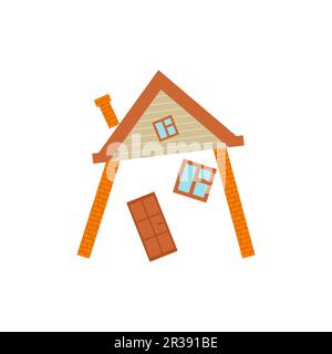 Split at home. house collapsed. Vector illustration Stock Vector