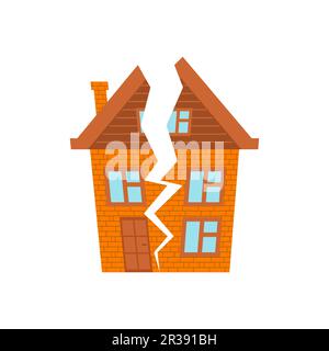 Split at home. house collapsed. Vector illustration Stock Vector