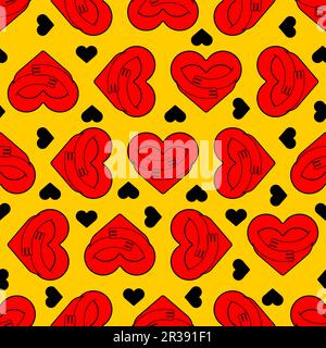 Hug heart pattern seamless. Friendship and love background. Stock Vector