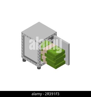 Money in bank vault. Concept to protect savings. Stock Vector