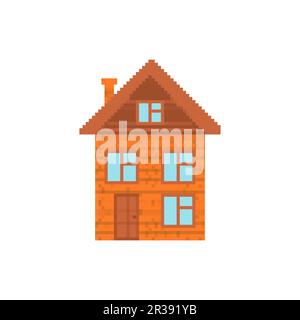 House pixel art isolated. 8 bit House Vector illustration Stock Vector