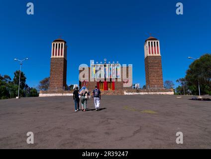 Tourists visiting Enda Mariam Orthodox Cathedral, Central Region, Asmara, Eritrea Stock Photo