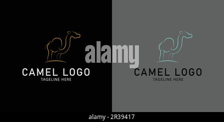 Camel logo design modern minimalist style. Monoline style design Stock Vector