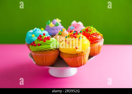 Easter holiday cupcakes on the cake stand Stock Photo