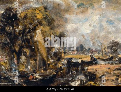 John Constable, Dedham Lock, landscape painting 1819-1820 Stock Photo