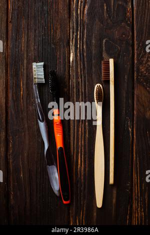 Close-up of bamboo toothbrushes Stock Photo - Alamy
