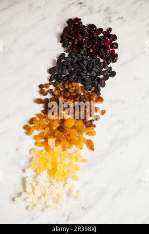 Set of fried fruits scattered on the table Stock Photo