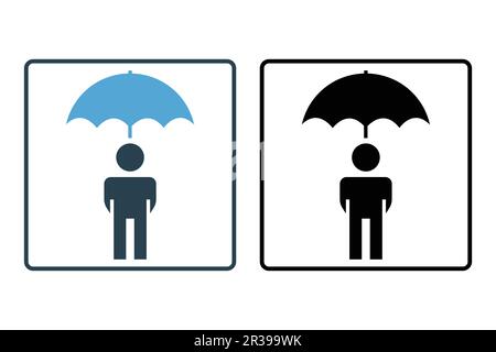 People under umbrella. insurance symbol, protection, safety. Glyph icon style design. Simple vector design editable Stock Vector