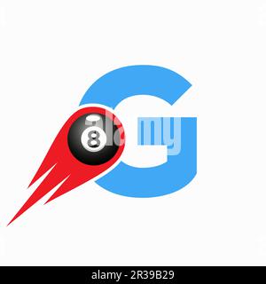 Letter G Billiard Sports Team Club Logo. 8 Ball Pool Logo Design Template Stock Vector