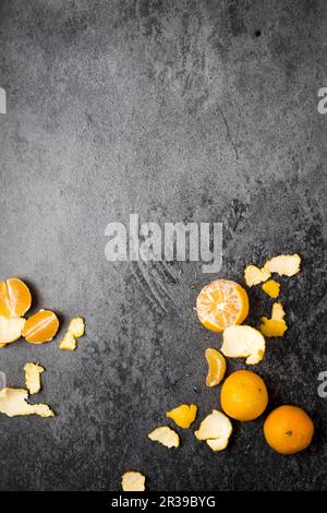Mandarins on a black backdrop Stock Photo