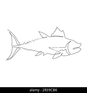 sketch of tuna fish isolated on white background. vector illustration Stock Vector
