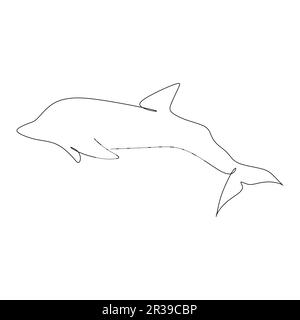 continuous line drawing of a dolphin on a white background. Vector illustration Stock Vector