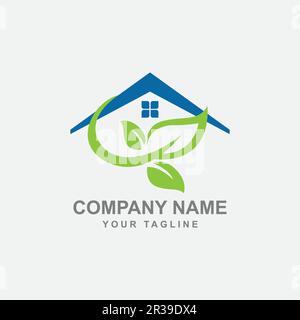Home nature Logo designs Template. house combined with leaf.EPS 10 Stock Vector
