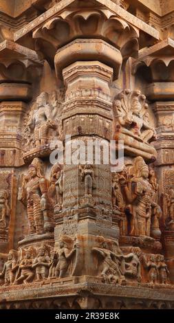 Sculptures and carvings at the Chennakesava Temple in Belur Stock Photo ...