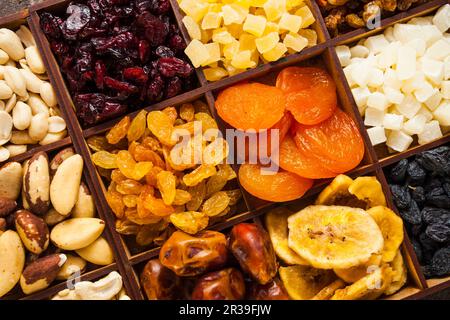 Dried fruit at spice market in box Stock Photo