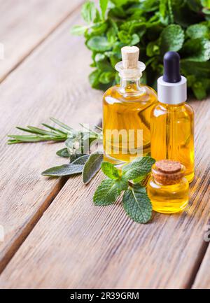 Wellness elixir in the form of mint essential oil Stock Photo