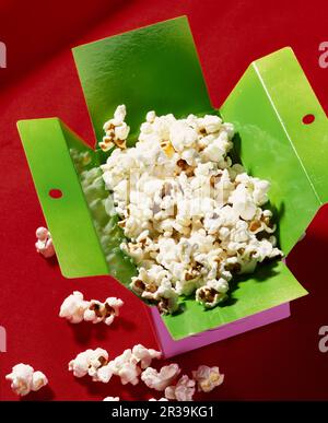 Popcorn in a cardboard box Stock Photo