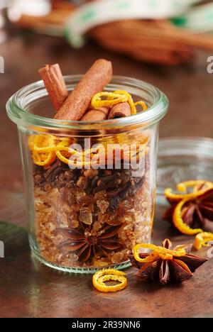 Homemade mulled wine spice mix in a glass Stock Photo