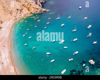 embarcaciones de recreo, playa de es Coll Baix, Alcudia, Mallorca, balearic islands, Spain. Stock Photo