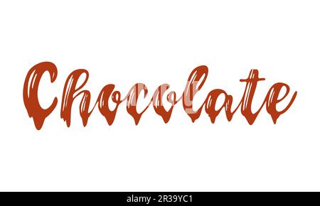 Chocolate letters, an inscription made from liquid flowing chocolate letters. Vector illustration Stock Vector