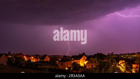 thunderstorm lightning in the night 01 Stock Photo