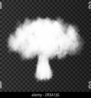 Nuclear explosion. Smoke from military rocket launch. Atomic bomb  isolated on transparent background.  Realistic war vector texture. Stock Vector